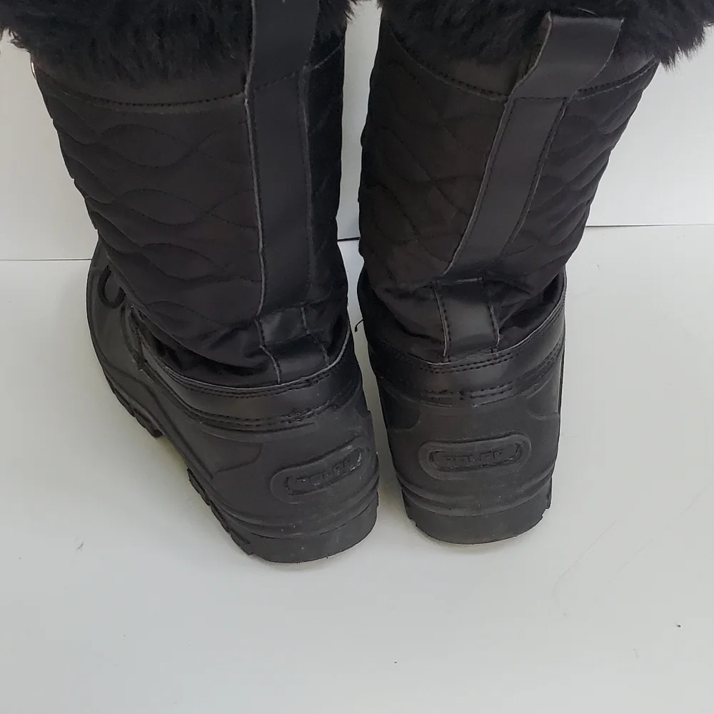 Polar Black Faux Fur Lined Mid Calf Duck Boots Size 10